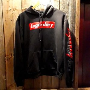 Launder hoodie sweatshirt black with red/white legendary logos